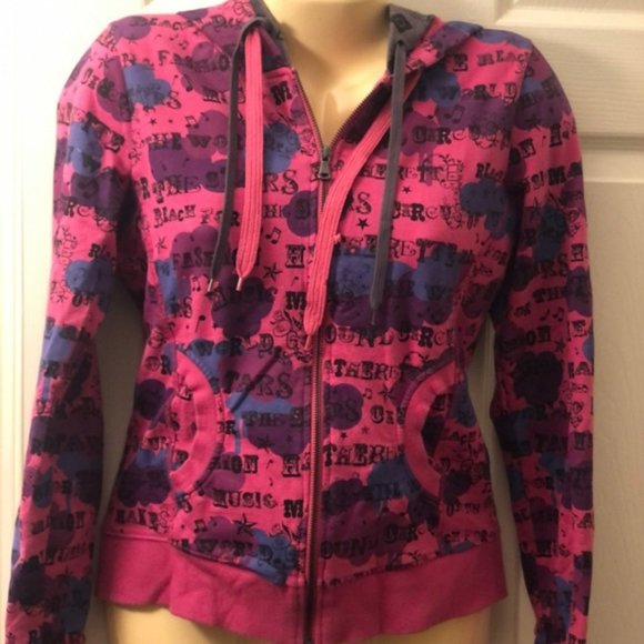 🎪*RARE* Heatherette POP! Y2K Runway Designer Double-Layer Pink Circus Hoodie 🍭 - Picture 2 of 13